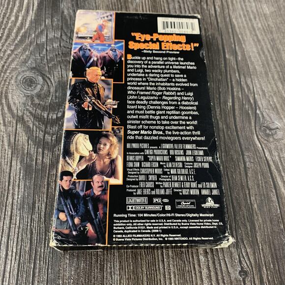 Vintage Super Mario Bros VHS 1993 Live Action Movie NTSC Bob Hoskins Film - Picture 5 of 6
